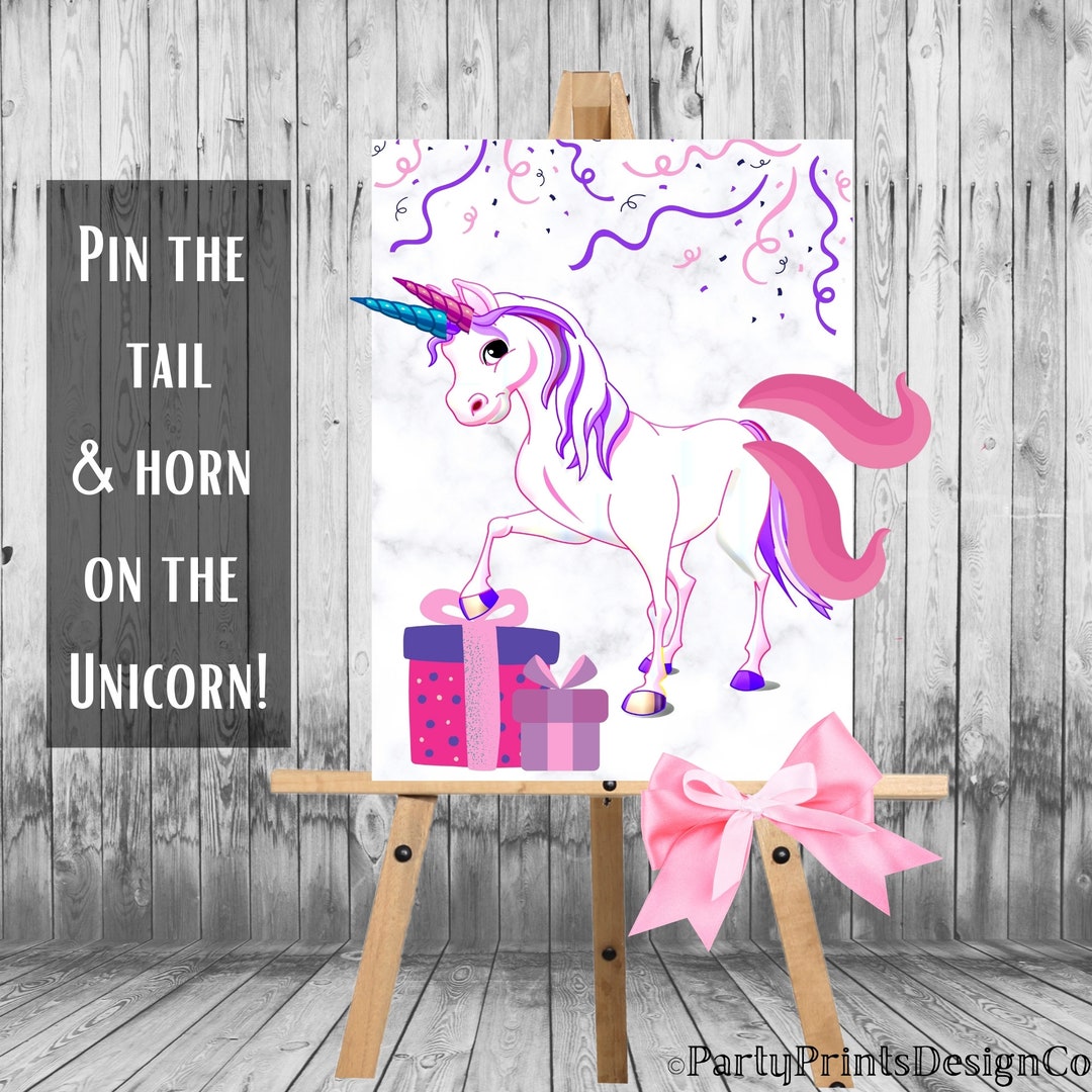 Pin the Tail on the Unicorn Game Printable Pin the Horn on the Unicorn