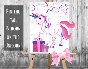 Pin the Tail on the Unicorn Game Printable Pin the Horn on the Unicorn