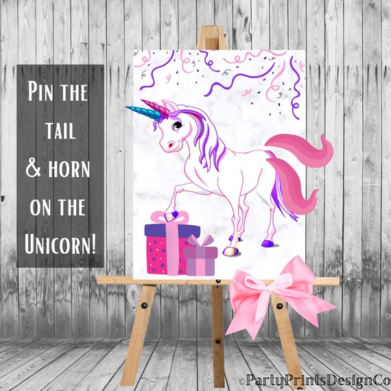 pin the tail on the unicorn game printable pin the horn on the etsy ireland