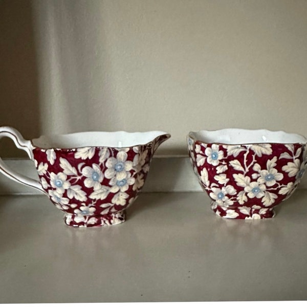 Lord Nelson Ware Royal Brocade Chintz Creamer and Open Sugar Bowl