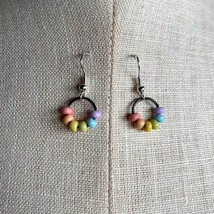 Pastel Rainbow Hoop Bead Earrings / LGBT earrings / LGBT+ earrings / hoop earrings / alternative earrings / gay earrings / pastel