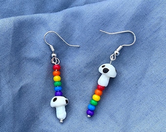 Rainbow Mushroom earrings / LGBT mushroom earrings / LGBT+ earrings / mushroom earrings