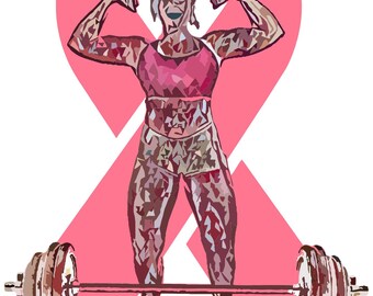 PNG de superviviente de cáncer: diseño de levantamiento de pesas con lazo rosa (descarga digital)