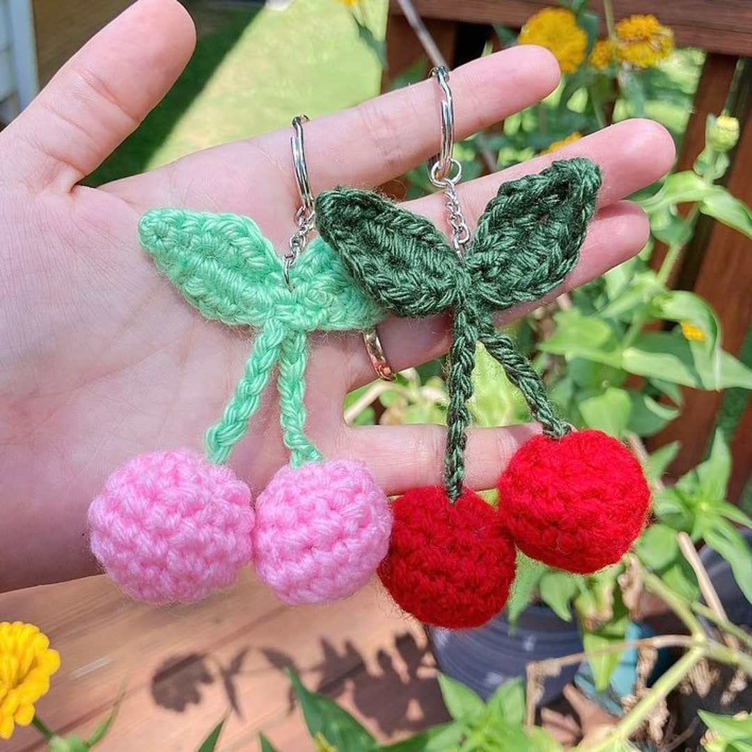 Handmade Crochet Cherry Keychain