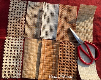 SET 15 Samples Pack Pre Woven Natural  Rattan Cane Webbing For Furniture Repair/ Furniture Projects, Restoration DIY Interiors,