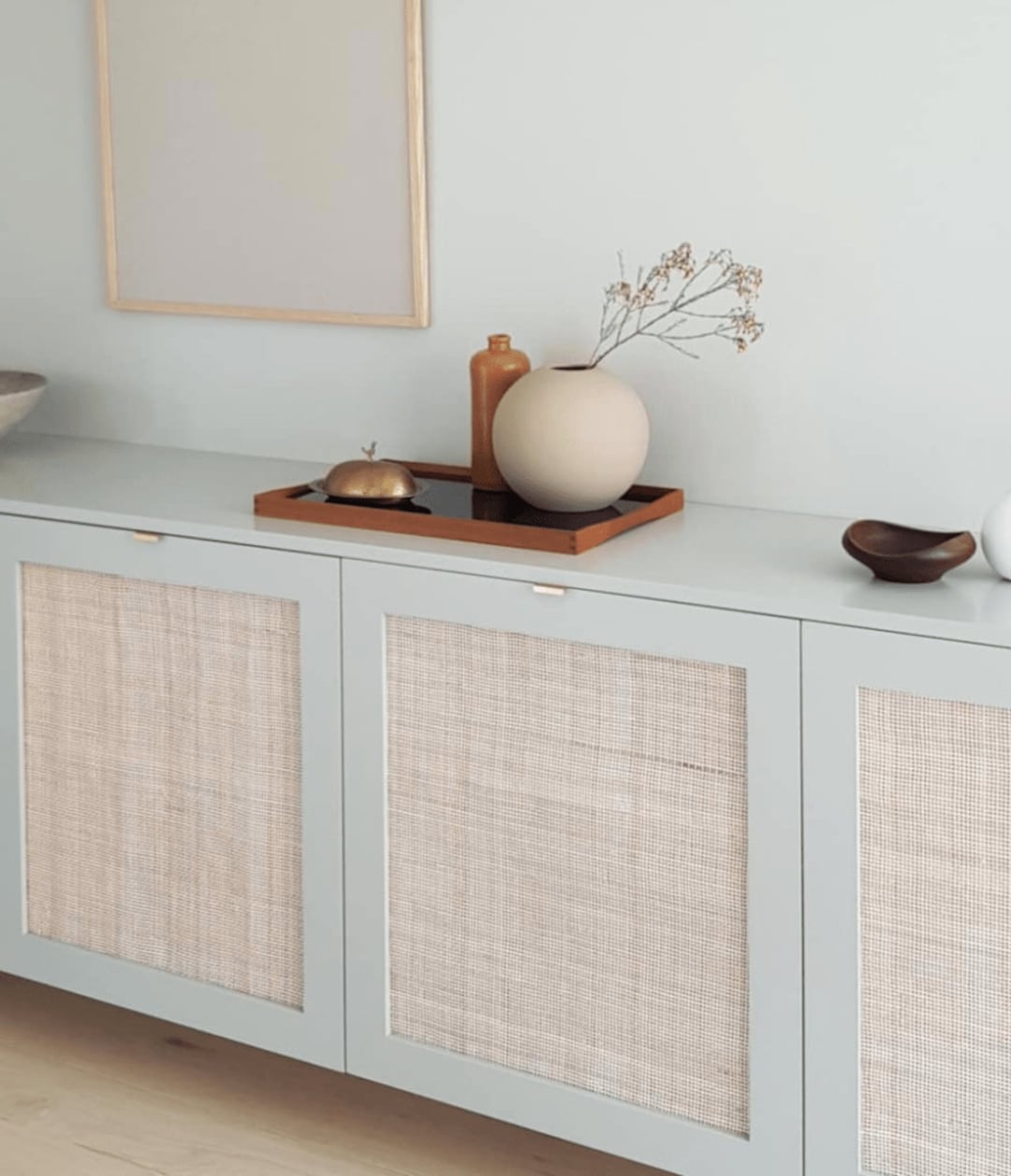 キャビネット・サイドボード Cane Weave Rattan Cabinet Rattan Cane Webbing WIDTH 45/60/90 Cm Bleached Light Radio
