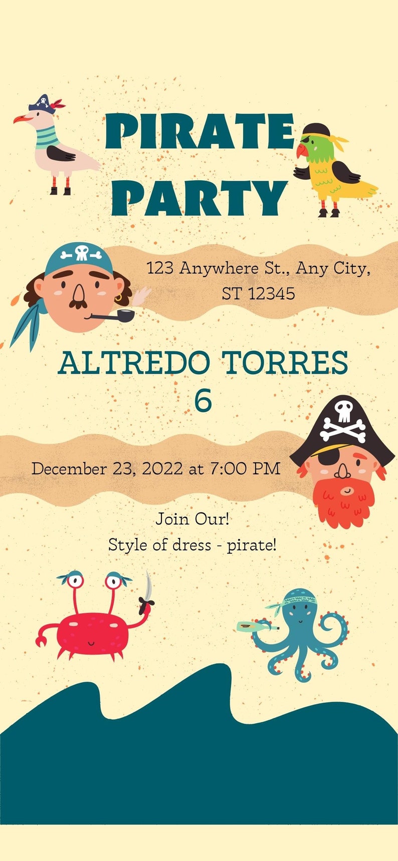 Editable Pirate Birthday Invitation Template Printable Etsy