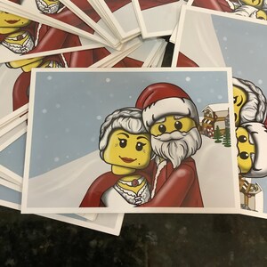 Adesivo de minifigura personalizado de Papai Noel e Sra.