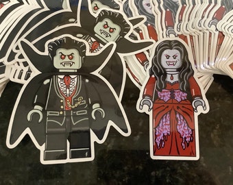 Custom 2 pack Monster Fighter Lord Vampire & Lord Vampire’s Bride   5in minifigure Sticker