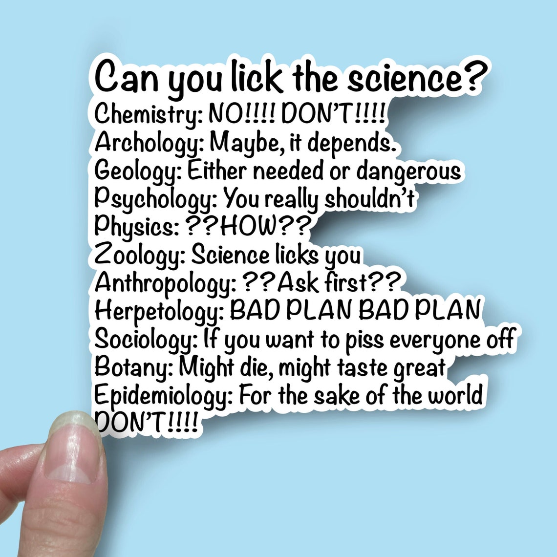 Science Thunks Funny Science Sticker - Can You Lick the Science? | Perfect for Science ...