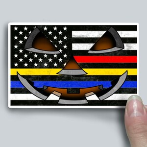 Jack-o-lantern thin gold line flag funny Vinyl Decal Dispatch 911 dispatcher sticker dispatchers first responder. Great dispatcher appre