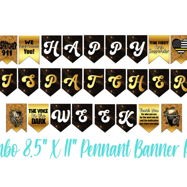 Jumbo 911 Dispatch Appreciation Week Banner sofortiger digitaler Download Dünne Goldlinie Die ruhige Stimme das dunkle Dispatcher-Geschenk Ersthelfer