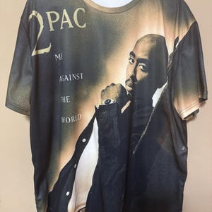 Custom Tupac 2Pac Shakur Graphic Print Me Against the World Album Cover Shirt 2x