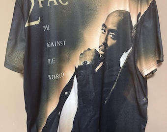 Custom Tupac 2Pac Shakur Graphic Print Me Against the World Album Cover Shirt 2x