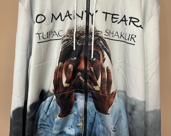 Aangepaste Tupac 2Pac Shakur So Many Tears 3D grafische hoodie met volledige rits