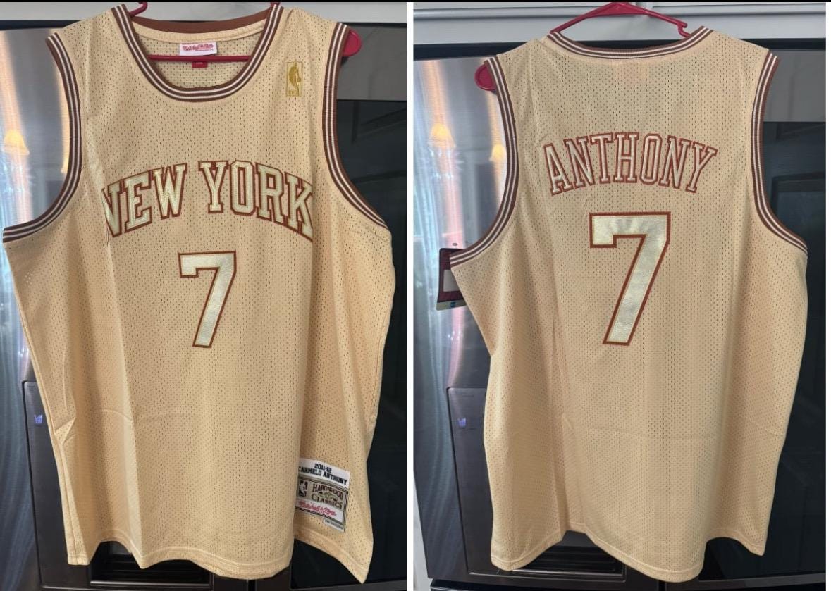 Vintage Premium Gold Carmelo Anthony New York Knicks NBA Basketball Jersey  - Etsy, image size:1179x839