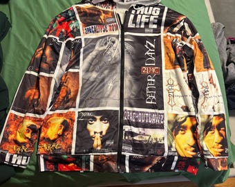 Op maat gemaakte volledig gevoerde 3D-afbeelding met volledige rits Tupac 2Pac Shakur albumhoes hoodie