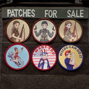 Anime Girl Military Patch: WW2 & Vietnam War Waifus (2.5")