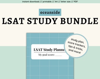 Plan d'étude LSAT | Plan d'étude esthétique Oceanside Blue | Planificateur d'études LSAT | Horaire des étudiants en préloi