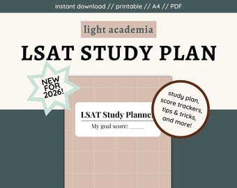 NEU AKTUALISIERT 2026 LSAT Lernplan: Tipps, Tracker (Digitaler Download) - Light Academia Style
