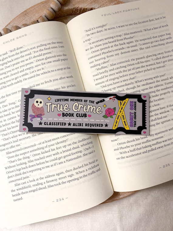 True Crime Bookmark, Double Sided Cardstock
