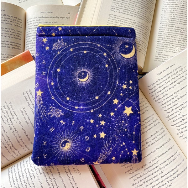 Purple Blue and Gold Celestial Book Sleeve, Kindle Sleeve