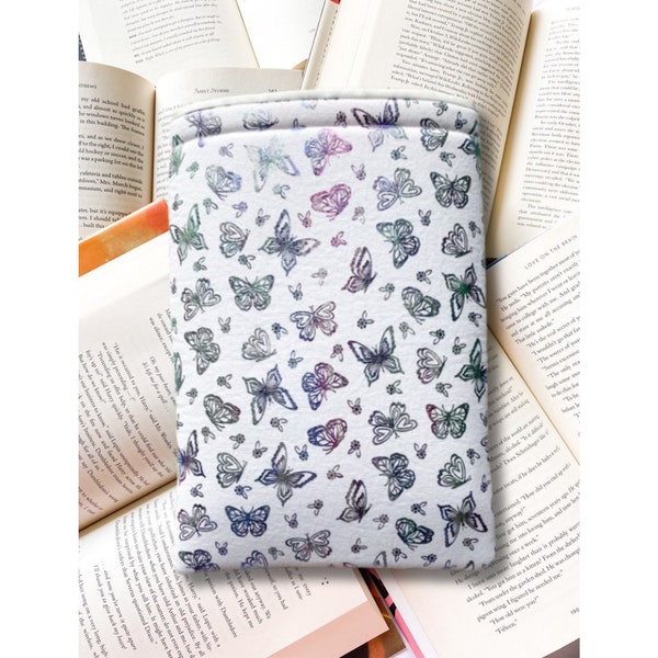 Silver Foil Butterfly Book Sleeve, Kindle Sleeve