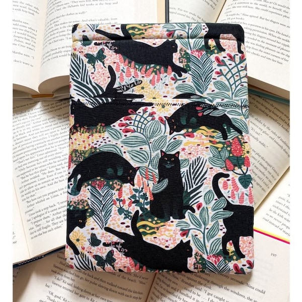 Tropical Black Cat Book Sleeve, Kindle Sleeve