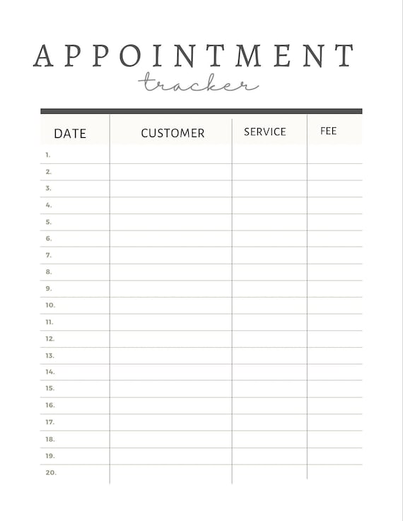 Instant Download Daily Customer Appointments Planner Templates - Etsy