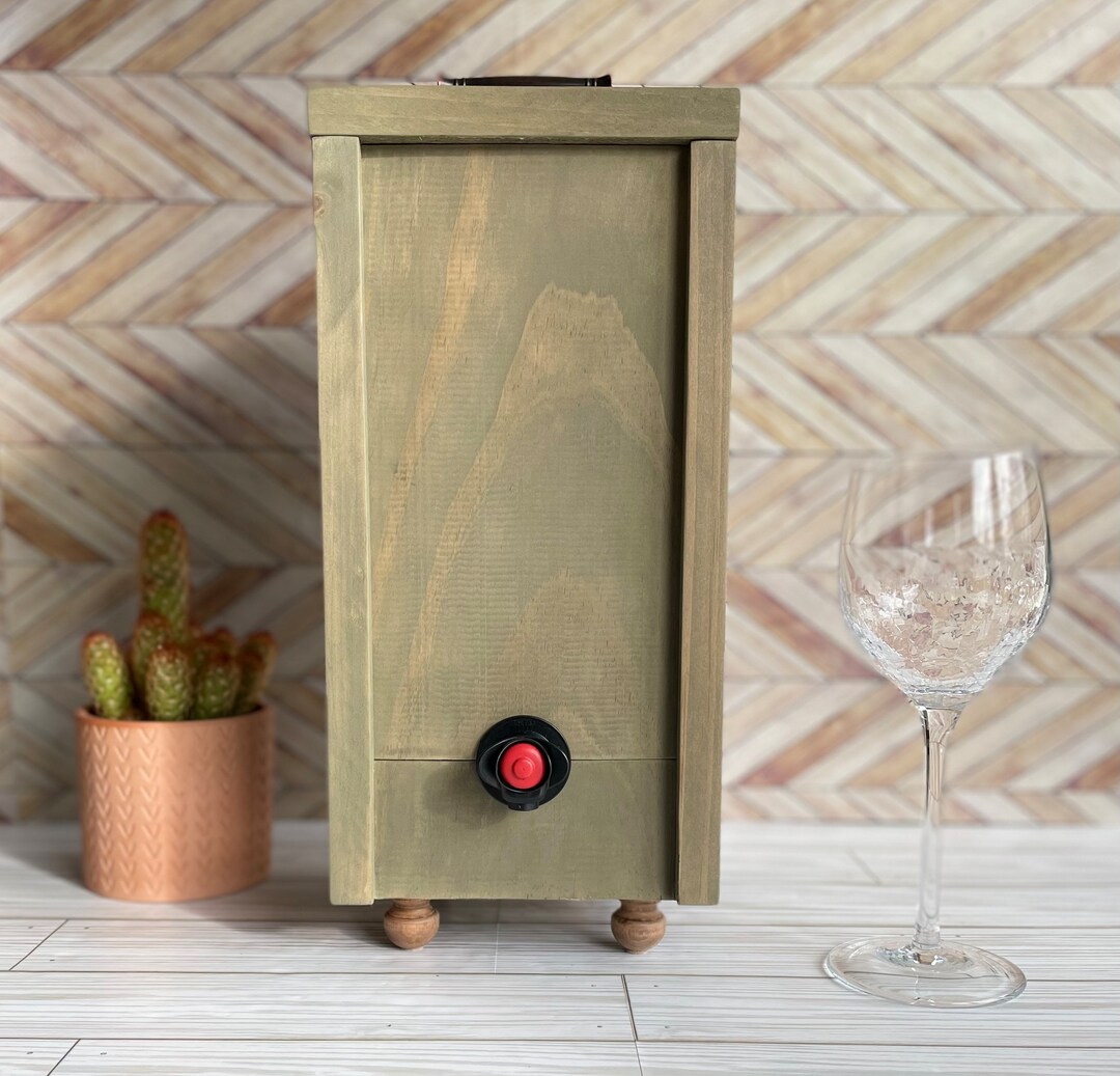 Wooden Wine Box Dispenser Fits 3 Liter Box Wine Bags Boxed Etsy