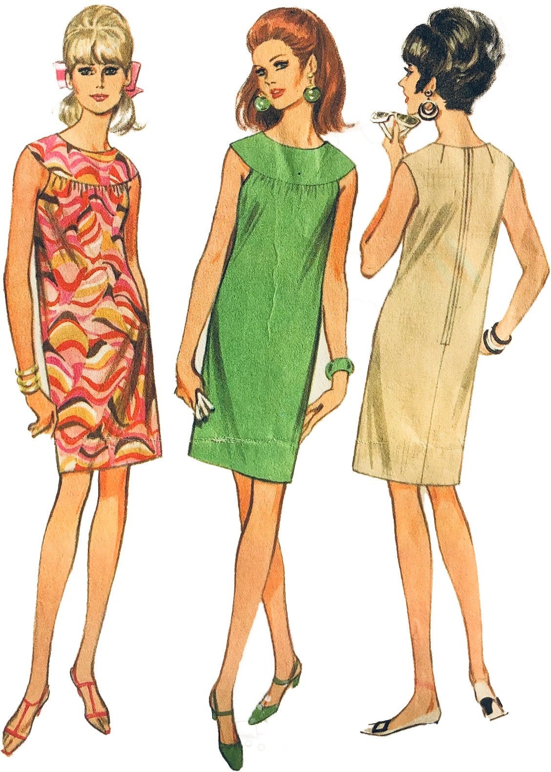 Vintage 1960's Mccall's 8824 Retro Mod Shift Dress - Etsy Sweden