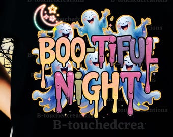 Neon Ghost saying "Boo-Tiful Night, PNG