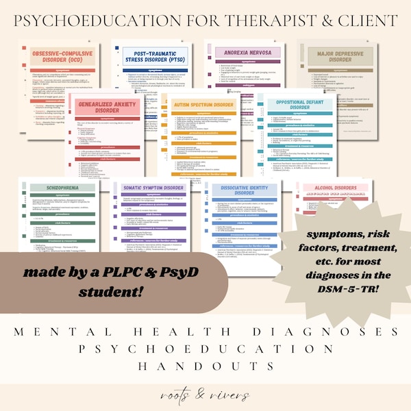 Mental Health Diagnoses Psychoeducation Handouts (DSM-5-TR)