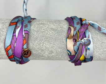 Wrap bracelet friendship bracelet silk bracelet silk bracelet gift for girlfriends purple light blue jewelry