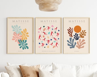 Set of 3 Matisse Prints, Bedroom Neutral Prints, Beige Wall Art Prints, Matisse Wall Art, Beige Boho Wall Art, Matisse Gallery Art Posters