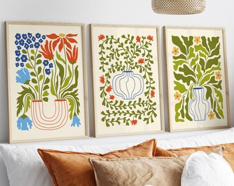 Flower Market Wall Art: Vintage Boho Floral Prints (Set of 3)