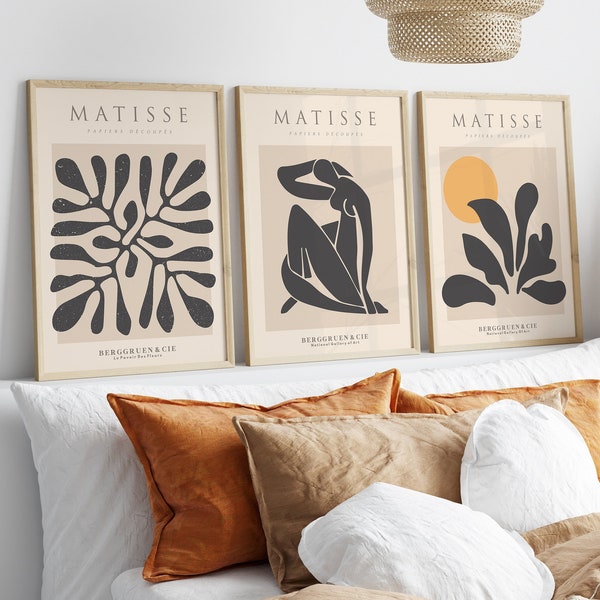 Matisse Prints, Set of 3 Prints, Neutral Prints, Beige Wall Art Print, Matisse Wall Art, Boho Prints, Neutral Wall Art, Matisse, Wall Art