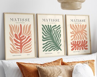 Matisse Prints, Set of 3 Prints, Neutral Beige Wall Art Prints, Matisse Wall Art, Neutral Boho Wall Art, Matisse Exhibition Art Posters