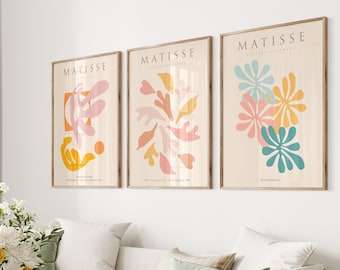 Matisse Inspired Wall Art Trio, Abstract Botanical Prints