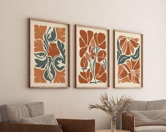 Neutral Wall Prints, Botanical Wall Prints, Plant Wall Art, Green Home Decor, Natural Wall Art, Set of 3 Wall Prints, Modern Wall Decor