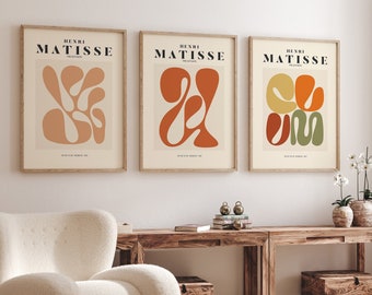Matisse Prints, Set of 3 Prints, Neutral Beige Wall Art Prints, Matisse Wall Art, Neutral Boho Wall Art, Matisse Exhibition Art Posters