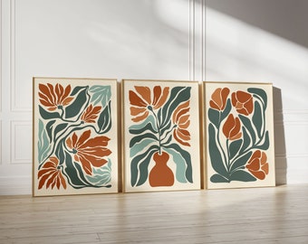 Neutral Wall Prints, Botanical Wall Prints, Plant Wall Art, Green Home Decor, Natural Wall Art, Set of 3 Wall Prints, Modern Wall Decor