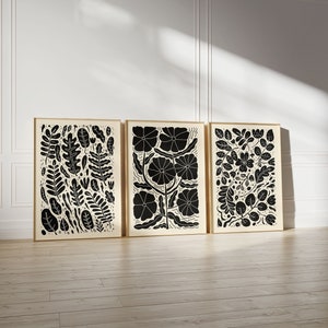 Conjunto de 3 impressões de parede Matisse cinza neutro, impressões de parede botânicas, impressões de parede naturais, arte de parede de outono, decoração de parede de outono, presente de arte de parede de outono