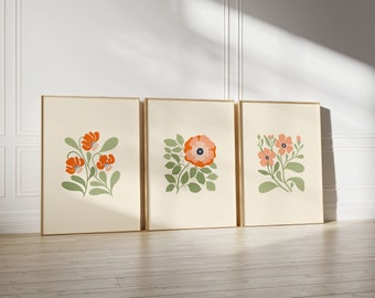 Neutral Wall Prints, Botanical Wall Prints, Plant Wall Art, Green Home Decor, Natural Wall Art, Set of 3 Wall Prints, Modern Wall Decor
