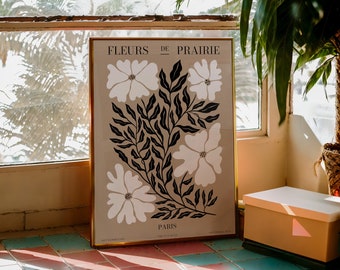 Matisse Flower Market Print, Brown Boho Flower Art, Bedroom Wall Décor, Living Room Wall Print, Exhibition Mid Century Modern Art Prints