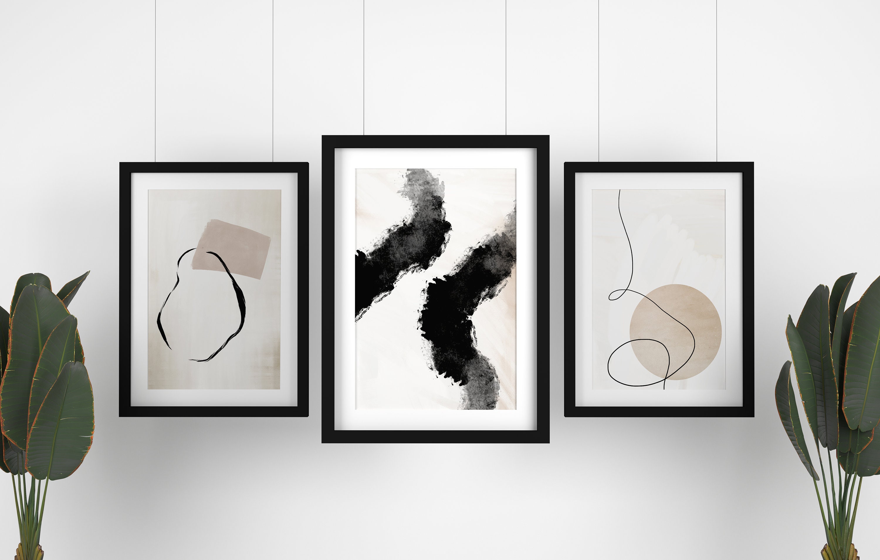 Minimalist Line Art Neutral Gallery Wall Art Set of 3 Prints Etsy