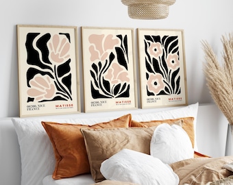Conjunto de 3 gravuras de parede de Henri Matisse: Arte botânica neutra