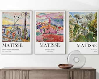 Láminas de arte mural Matisse Neutral - Juego de 3 diseños bohemios beige