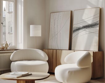 Neutral Wohnkultur, Neutrale Wanddrucke, 2er-Set Drucke, abstrakte Kunst, neutrale Wandkunst, beige Schlafzimmer Wanddrucke, beige, grau, schwarz