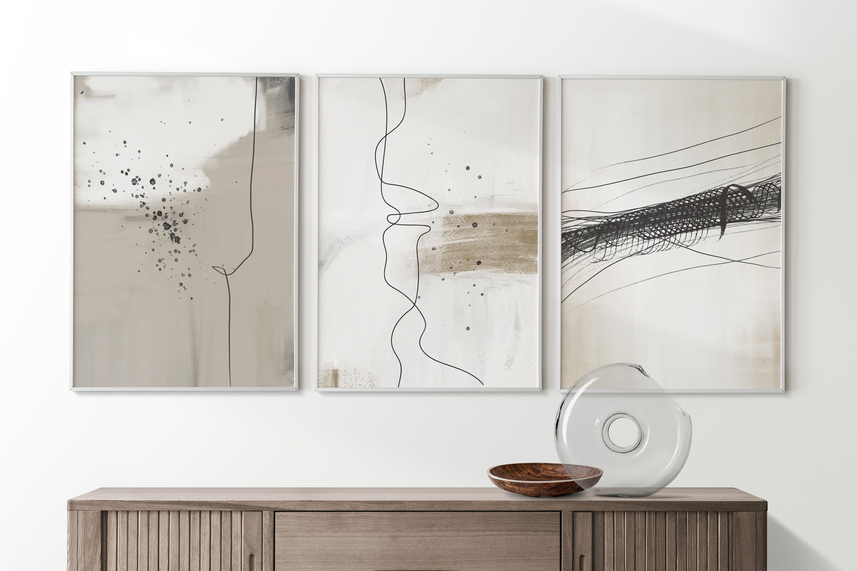 Modern Simple Neutral Gallery Wall Art Set of 3 Pastel Nordic Prints ...